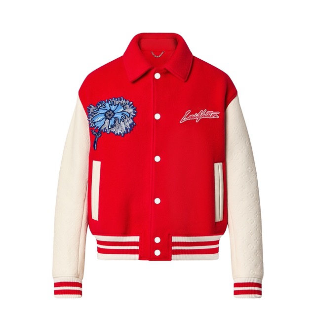 LV x YK - Blouson universitaire brodé Psychedelic Flower